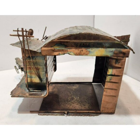 Vintage Hand Crafted Oxidized Copper Metal Airport Hanger Music Box Hong Kong - Picture 12 of 16